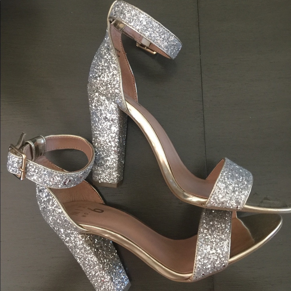 Glitter sparkle open toe strappy holiday heels